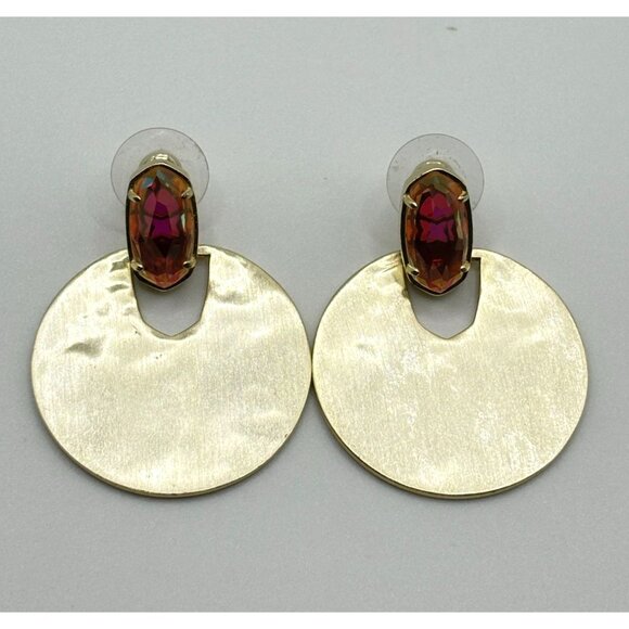 Kendra Scott Gold & Red Oval Stone Earrings - Picture 1 of 8